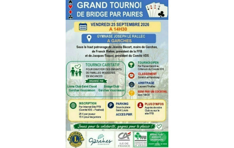 Le club organise un grand tournoi caritatif par paires le 25 septembre